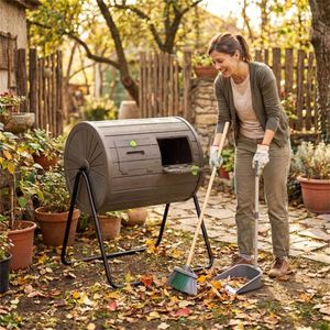 Composteur à double compartiment de 37,5 gallons, bac à compost rotatif à 360 degrés avec lames d'aération pour jardin et café - Product Image 2
