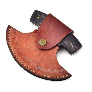 Couteau Ullu Burraq personnalisé fait main en acier Damas, manche en bois, trancheur à pizza, fourreau en cuir, ambidextre, écologique - Product Image 5