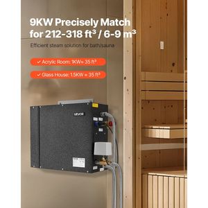Generatore di Vapore per Sauna Domestica da 9 kW con Controller, Sistema Commerciale con Scarico Automatico e Protezione dal Surriscaldamento a Secco per Sala Spa - Product Image 2