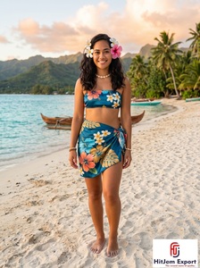 Pareo de Satén Premium, Estampado Floral, Ligero, para Playa o Resort Tropical, Fabricante de Telas Personalizadas - Product Image 6