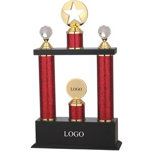 bulk wholesale brass sport <b>trophy</b> star dial wooden base elegant plain pattern corporate achievement souvenir - Product Image 1