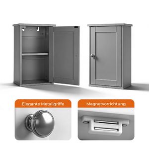 Mobile bagno con anta singola 34,6*20*50cm, grigio, in MDF verniciato, 1 ripiano - Product Image 2