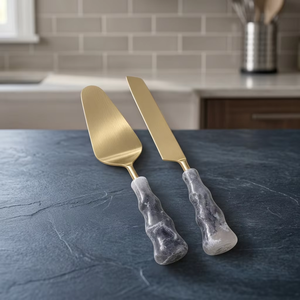 Juego de Servidores de Pastel de Acero Inoxidable Premium con Mango Largo, Aptos para Lavavajillas, Ecológicos, con Cuchillo a Juego para Bodas, Hoteles y Restaurantes - Product Image 6