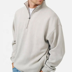 Sweat-shirt oversize pour homme à col montant zippé, couleur unie, en molleton, manches classiques, style Normcore, automne - Product Image 5