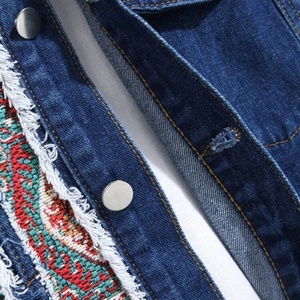 High Quality Winter Breathable Quick Dry Thin Stand Collar Front Logo Men's <b>Denim</b> Printed Canvas 100% Cotton <b>Jacket</b> - Product Image 6