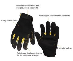 ถุงมือป้องกันการลื่นไถล PU Palm พร้อมแถบรัดข้อมือเสริมความแข็งแรง สำหรับช่างยนต์และงานอุตสาหกรรม สีแดง หนา 10 มิล ยาว 10 นิ้ว - Product Image 6