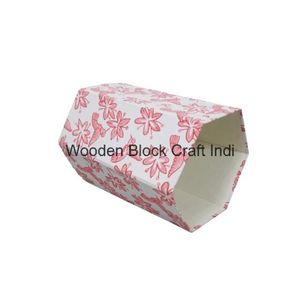 Poubelle décorative ouverte faite à la main en carton PP imprimé au bloc, avec enveloppe en tissu 100 % coton. - Product Image 3