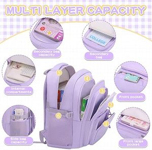 Mochila de Poliéster Personalizable de Alta Calidad para Niñas Escolares, Mochila Estética para Mujeres, Bolsa para Libros Universitarios - Product Image 5