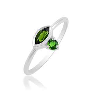 2026 New Trendy 925 Sterling <b>Silver</b> Minimalist Fine Jewelry Chrome Diopside Green Gemstone Bezel Setting Fine <b>Ring</b> Women's Gift - Product Image 1