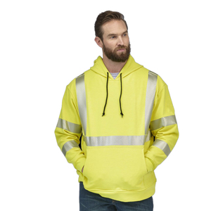 เสื้อฮู้ดสะท้อนแสงสำหรับผู้ชาย ความปลอดภัยสูง เหมาะสำหรับงานก่อสร้าง งานถนน ผ้าฟลีซ กันน้ำ กันลม มีกระเป๋าหลายช่อง - Product Image 1