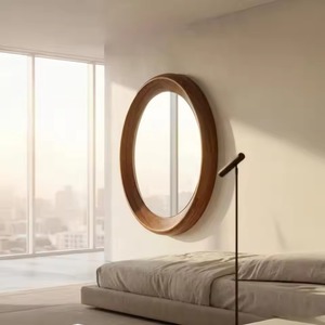 Rustic Round Solid Wood Handmade Contemporary Wall <b>Mirror</b> Large Wooden Framed Entryway Accent <b>Mirror</b> Modern From REHMAN <b>CRAFT</b> - Product Image 5