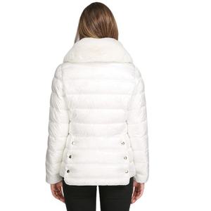 Doudoune blanche en duvet avec col en fourrure, fermeture éclair, col montant, manteau d'hiver décontracté, coupe ajustée, longueur standard - Product Image 6