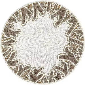 NeedleworkTrendy Colored Design Rounded Placemat Beads Design Mats for Home Decor Tableware Dinning Table by Creative Art Zone - Product Image 1