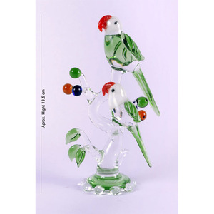 Figura Decorativa de Loro de Vidrio Soplado a Mano, Escultura Artística con Base de Vidrio Verde, Estilo Animal, 13.5 cm - Product Image 1