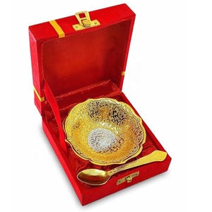 Juego de cucharas chapadas en plata de alta calidad con caja roja Frutas secas Postre Tazón para servir Tazón de metal para regalos de boda de Navidad - Product Image 3