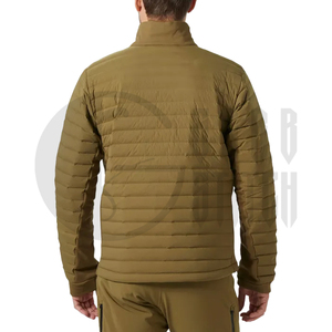Chaqueta Acolchada Verde Oliva para Hombre, Cuello Alto, Cierre de Cremallera, Cortavientos, Ropa Exterior Informal para Otoño - Product Image 5