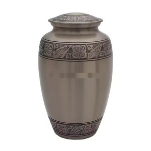 Trendy Beautiful Aluminum Adult Cremation Urn Pewter With Gold Band for Human Ashes Handcrafted Cremation Urn Pot for Sale - Product Image 4