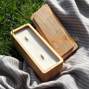 Bougie longue en cire de soja dans un bol en bois de manguier artisanal - Product Image 6