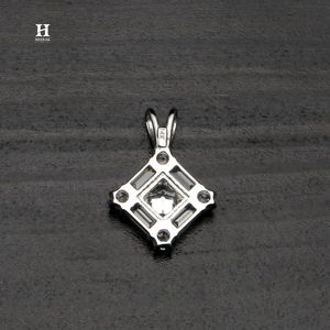 Luxury Square Diamond Cluster <b>Pendant</b>, <b>Solid</b> <b>Gold</b> Baguette and Princess Cut Necklace Charm, IGI/GIA Certified Diamond Jewelry - Product Image 4