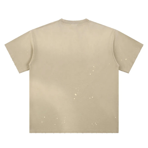 260gsm Solid Knitted Silk Screen Printed Acid Wash Anti-Wrinkle Distressed Breathable Vintage Heavyweight Oversized Men's Front - Product Image 4