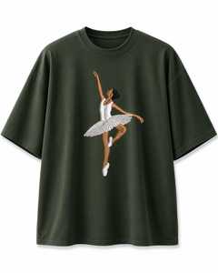 Camiseta Unisex Extra Grande de Cuello Redondo con Logotipo Personalizado Bordado, Camiseta de Algodón con Bordado de Ballet, Premium - Product Image 6