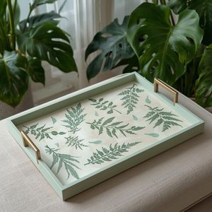 <b>Decorative</b> Wooden <b>Tray</b> With Enamel Finish Perfect <b>For</b> Serving Food Drinks And Displaying <b>Decorative</b> Items - Product Image 1