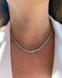 Collar de tenis de oro macizo de 14k con diamantes cultivados en laboratorio, 3 quilates, engaste de bisel, graduado, 17 pulgadas, gargantilla, fabricante Riviera, venta al por mayor - Product Image 1