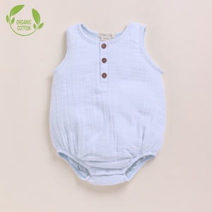 Premium Quality Organic <b>Muslin</b> Bubble Romper Pack of 2 Ice Melt and Navy Color <b>Baby</b> Clothing - Product Image 2