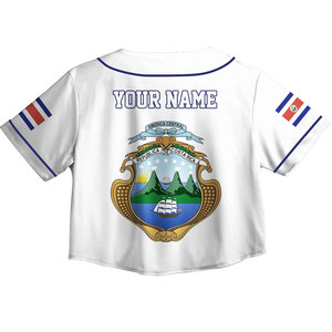 Camiseta de Béisbol Corta Personalizada para Mujer de Costa Rica, con Nombre de Equipo, Número y Logotipo Personalizados, Suave, Transpirable y Ligera, de Poliéster - Product Image 3