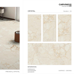 กระเบื้องพอร์ซเลนแกะสลักคุณภาพสูง ขนาด 600x1200 มม. รูปแบบขนาดใหญ่ พื้นผิวพรีเมียม สำหรับตกแต่งผนังและพื้น ภายในและภายนอกอาคาร ทันสมัย - Product Image 1