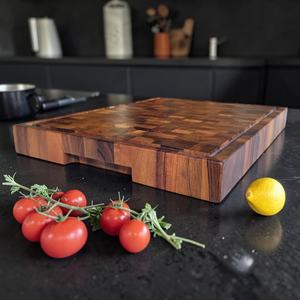 Tabla de cortar grande rectangular de madera de olivo con mango curvo, bandeja para servir queso, ensalada y pizza - Product Image 4