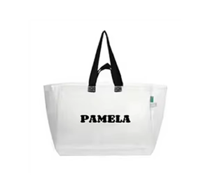 Bolsa de Mano de Lona Tejida Ecológica y Elegante con Cierre de Cremallera, Diseño con Letras, para Regalo Promocional, Compras, Uso Diario, Ligera, para Mujer - Product Image 1