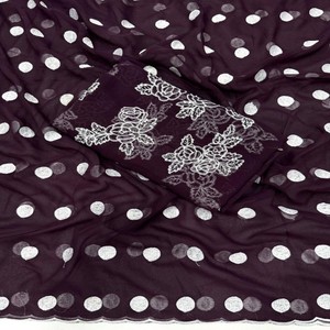 VASTRA COTTAGE Saree de Diseñador de Georgette Suave Premium con Blusa de Hilo con Puntos, Colección de Diseñador de Tela Pura - Product Image 6