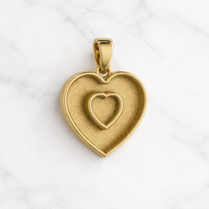 Pendentif Breloque Cœur Double en Argent Massif 925 de Haute Qualité, 14 mm, avec Monture Vierge pour DIY (Lait Maternel, Résine, Cendres) - Apprêts Bijoux - Product Image 1