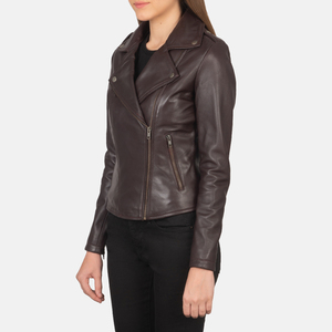 Chaqueta de Cuero: Chaqueta de Mujer de Piel de Oveja con Cuello en V, Resistente al Viento e Impermeable, Gruesa, para Otoño/Invierno/Primavera, de Alta Calidad, para Motocicleta - Product Image 3
