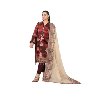 Marque de luxe Tawakkal CIANA Collection Table 3 pièces imprimée or dames Salwar Kameez pour les occasions de fête pakistanais indien - Product Image 1