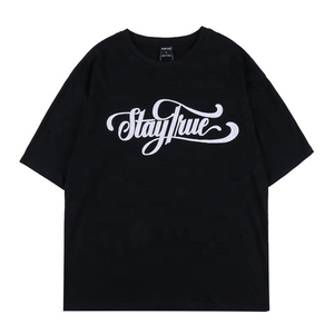 T-shirts personnalisés en jersey 100% coton surdimensionnés avec logo imprimé sur écran, col rond, respirants, grandes tailles, t-shirts d'été personnalisés pour hommes - Product Image 5