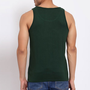 Men's Green Tank <b>Top</b> With <b>White</b> Peace Symbol Print O-Neck Casual Style Breathable Cotton Workout Wear - Product Image 2