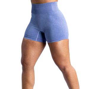 Shorts Deportivos de Punto para Mujer, Cintura Alta, Color Sólido, Transpirables, Corte Regular, Cintura Elástica, Material de Algodón y Spandex - Product Image 2