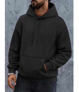 Nouveau sweat à capuche pour homme élégant, 100% coton, doublé, à manches longues, col tombant, uni, confortable, grande taille, personnalisable - Product Image 3
