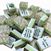 Tuiles de Mahjong Américaines en Acrylique Vert Bambou, Ensemble de 160 Pièces avec Motifs Décoratifs pour Jeux de Société et Tables de Mahjong à Domicile