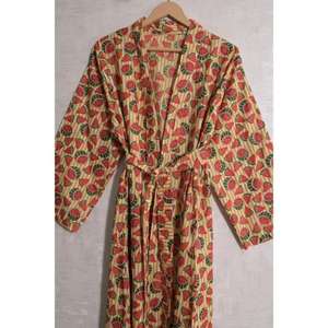 Bata Kimono de Algodón Estampada para Mujer, Túnica Floral Bohemia, Bata de Baño Suave y Ligera, Cubrebaño de Playa, Ropa de Noche Nupcial - Product Image 4