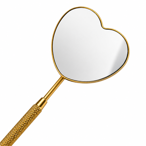 Heart Shape Handheld <b>Mirror</b> Gold Plated Metal Frame 3X <b>Magnifying</b> Single Side Desktop <b>Makeup</b> <b>Mirror</b> - Product Image 2