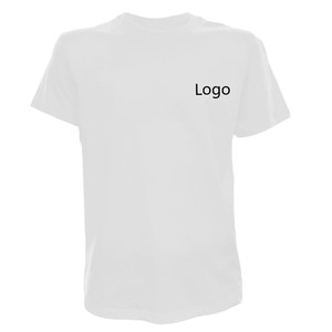T-shirt rouge à manches courtes pour homme, col rond, coupe classique, couleur unie, jersey décontracté en coton, logo imprimé sur le devant - Product Image 2