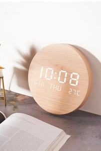 Modern LED Wooden Wall <b>Clock</b>, Minimal <b>Digital</b> Desk <b>Clock</b> for Bedroom Decor, Temperature Date Display, Housewarming Gift for Home - Product Image 4