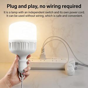 Nouveau câble d'extension universel E27 vers prise EU/US avec interrupteur marche/arrêt intégré blanc <span class=keywords><strong>pour</strong></span> éclairage LED, miroir, lustre, lampe - Product Image 4