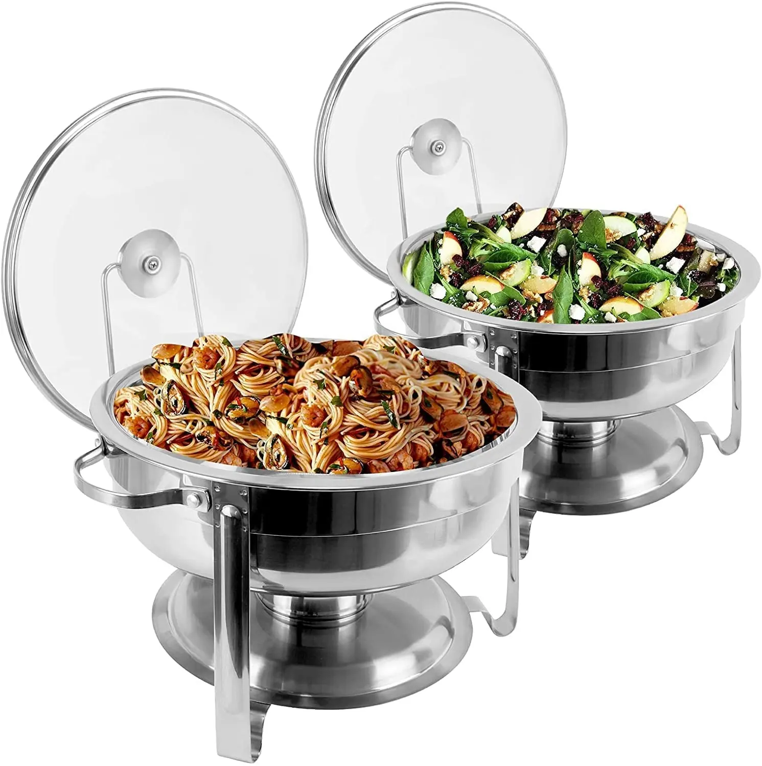 King-plato de chafado redondo dorado de lujo para restaurante, Catering Internacional, acero inoxidable, 3,5l/4,5l/8L, calentador de comida para Buffet