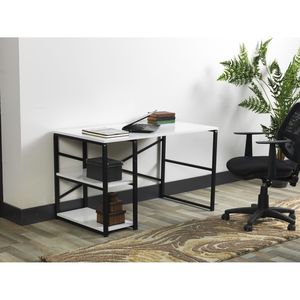 Salvia struttura in metallo nero 47 \ "scrivania del Computer con parte superiore in legno 2 ripiani per l'home Office da arredare il negozio di casa in bianco - Product Image 1