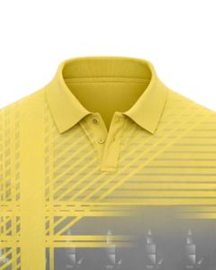 Camiseta Polo Personalizada para Hombre en Amarillo y Gris, Manga Corta, Estampado Gráfico, Transpirable, Ropa Deportiva de Poliéster, Informal, para Golf y Entrenamiento - Product Image 5