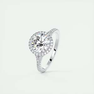 Bague de fiançailles avec halo caché en diamant de laboratoire rond de 2,50 carats, sertie de mini griffes, en or blanc 14 carats - Product Image 2